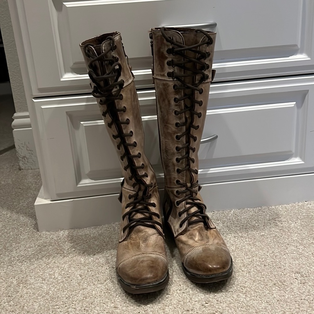 Roan by Bed Stu leather knee high lace up boots
